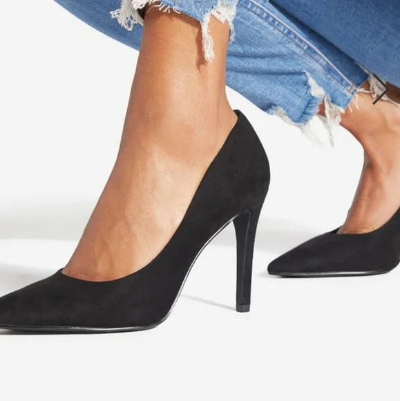 New! Classic black stiletto heels pumps shoes party formal prom size 11 pointed - Picture 4 of 11